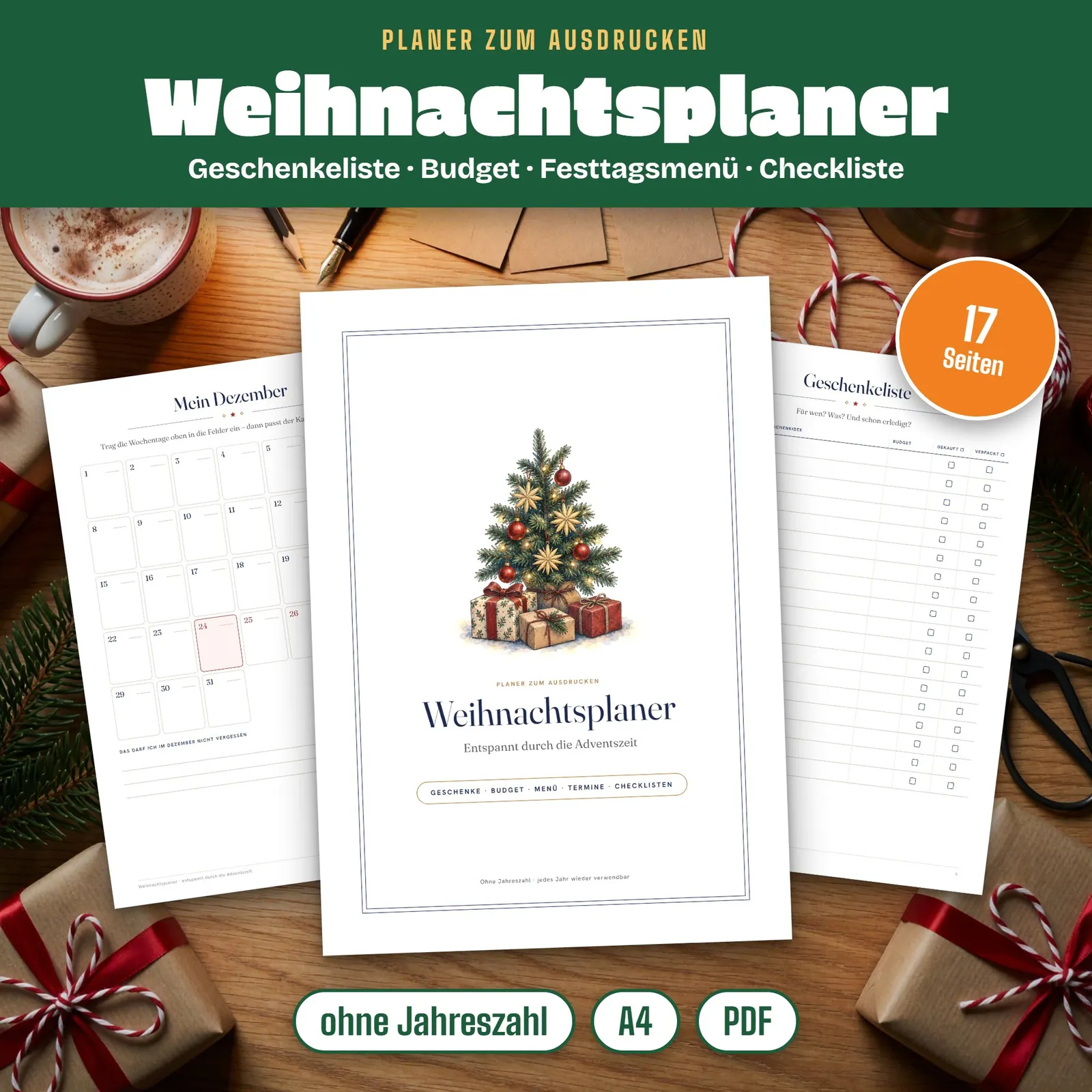 Weihnachtsplaner zum Ausdrucken – entspannt durch die Adventszeit Weihnachtsplaner zum Ausdrucken – entspannt durch die Adventszeit – Titelbild