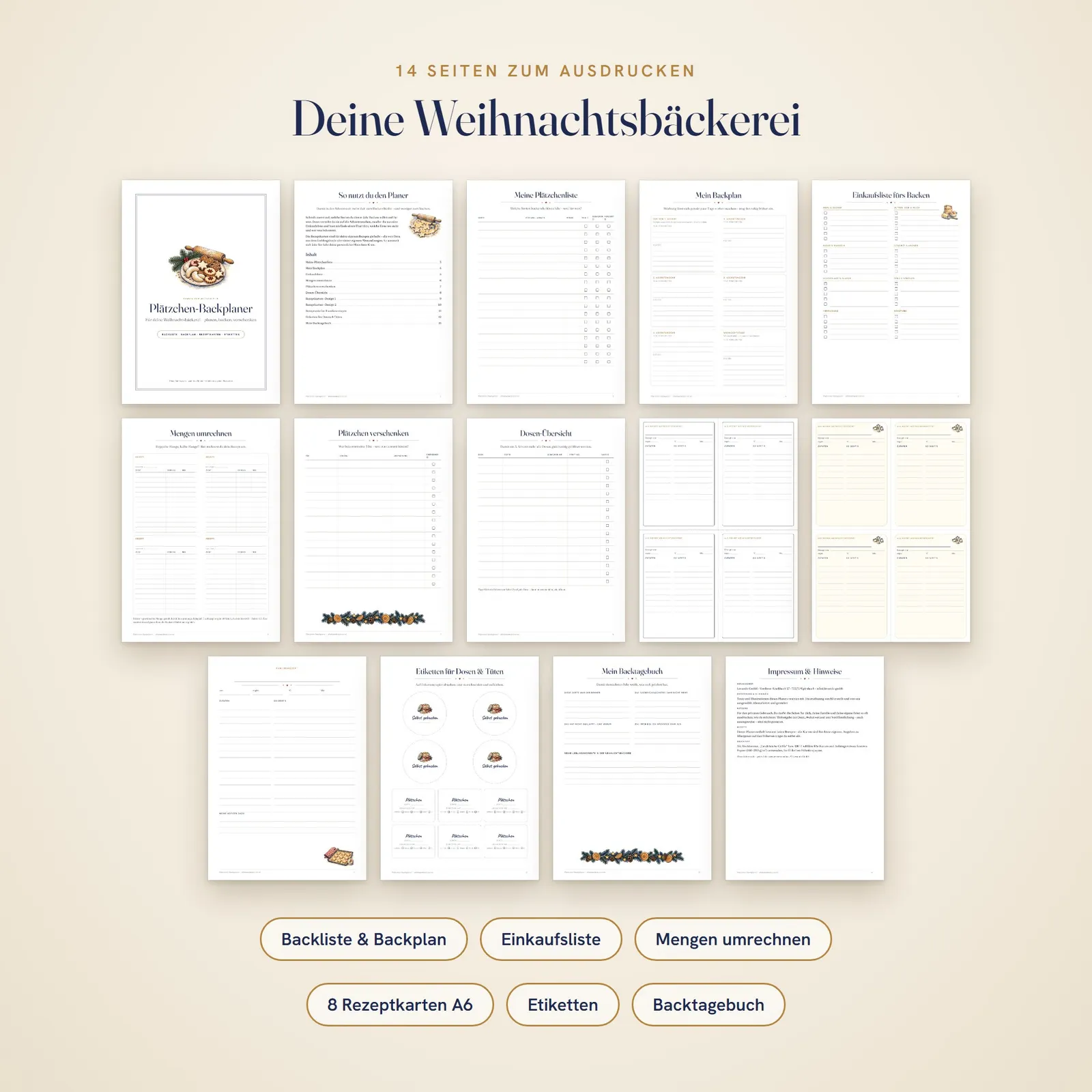 Plätzchen-Backplaner zum Ausdrucken – Weihnachtsbäckerei planen – Einblick 1