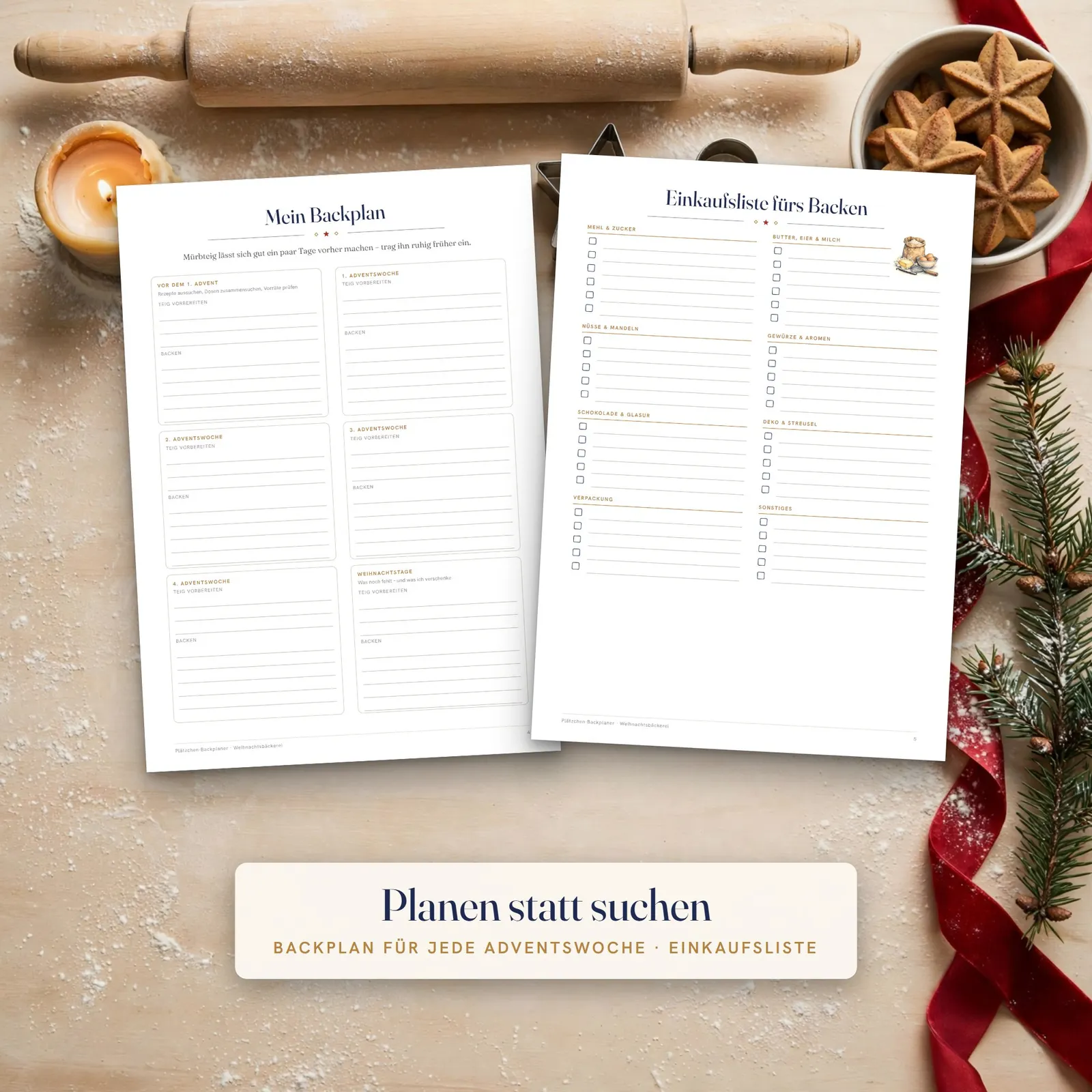 Plätzchen-Backplaner zum Ausdrucken – Weihnachtsbäckerei planen – Einblick 2