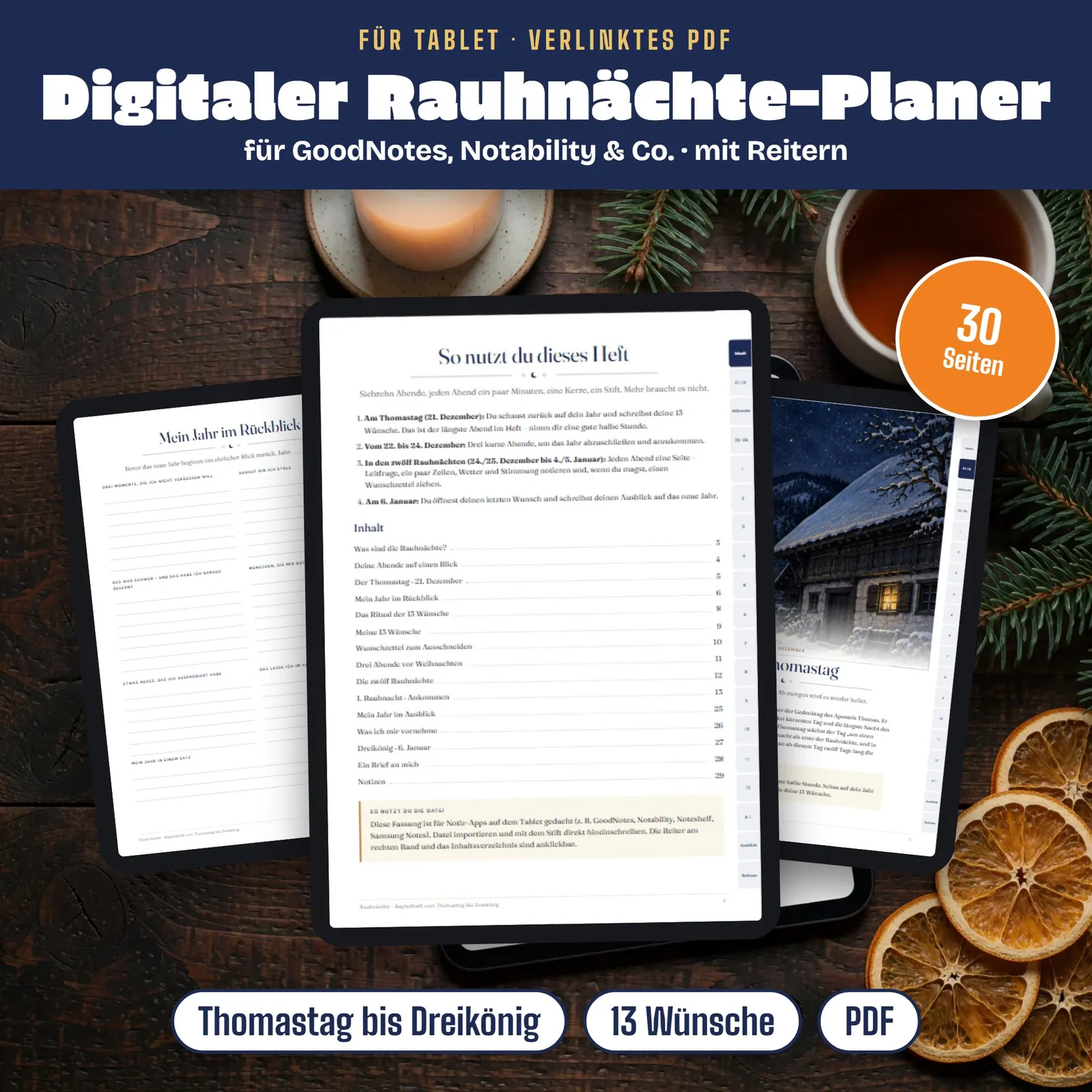 Digitaler Rauhnächte-Planer fürs Tablet – mit Reitern und Links – Titelbild