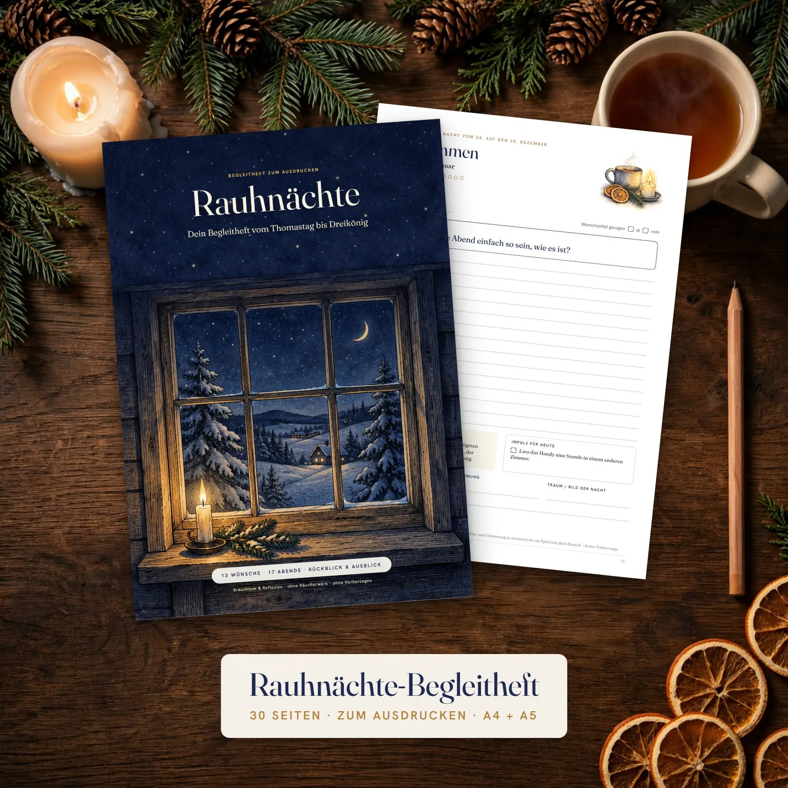 Rauhnächte-Begleitheft zum Ausdrucken – vom Thomastag bis Dreikönig – Titelbild