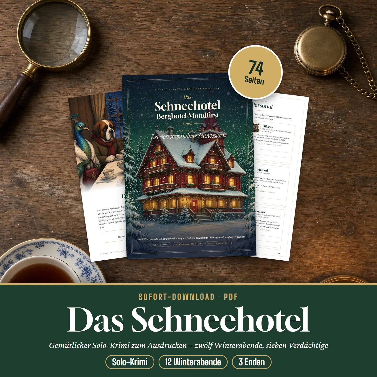 Solo-Krimi zum Ausdrucken – Das Schneehotel, Band 1 Solo-Krimi zum Ausdrucken – Das Schneehotel, Band 1 – Titelbild