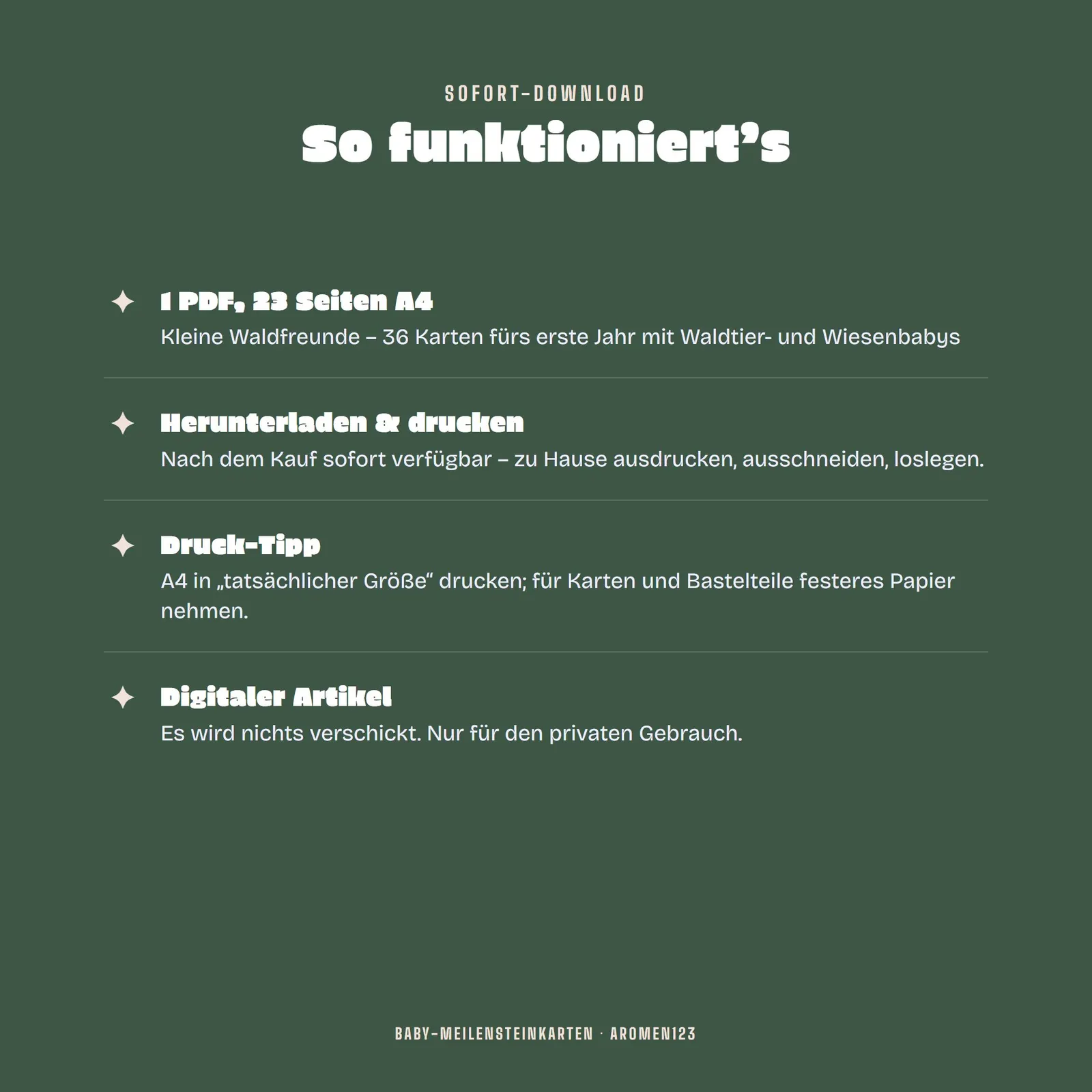 Baby-Meilensteinkarten zum Ausdrucken – Kleine Waldfreunde – Einblick 4