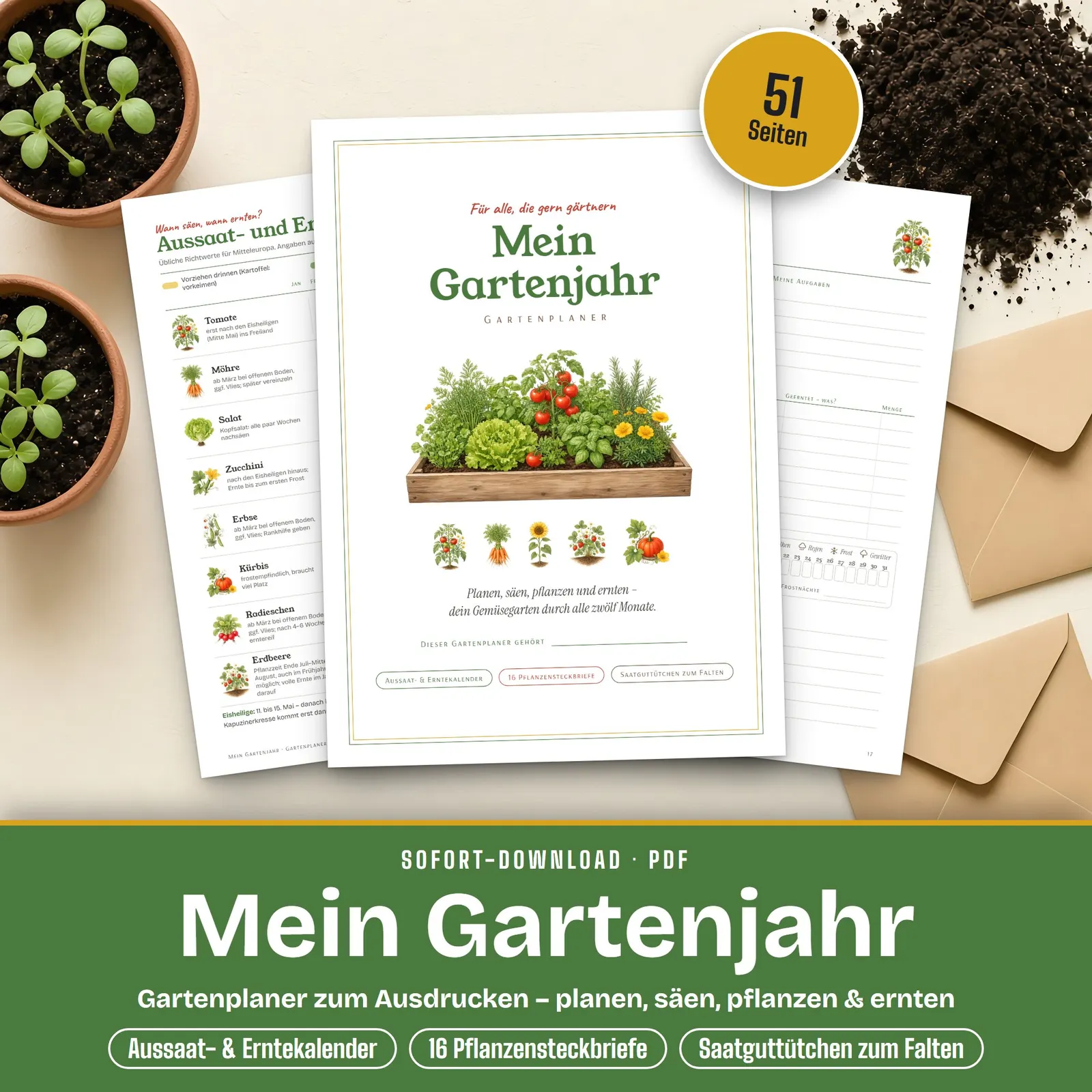 Gartenplaner zum Ausdrucken – Mein Gartenjahr – Titelbild
