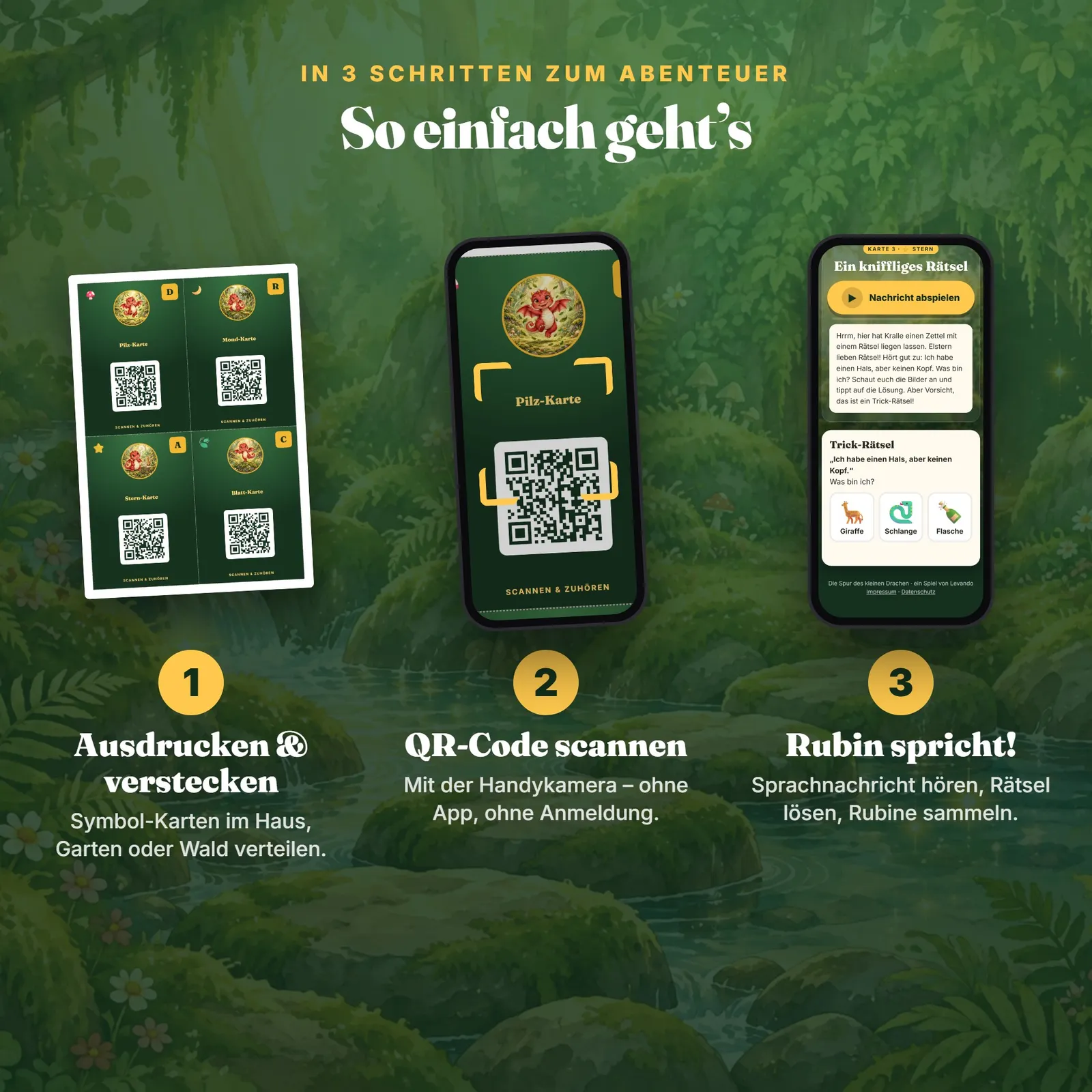 QR-Schnitzeljagd Kindergeburtstag mit Sprachnachrichten – Drache Rubin – Einblick 1