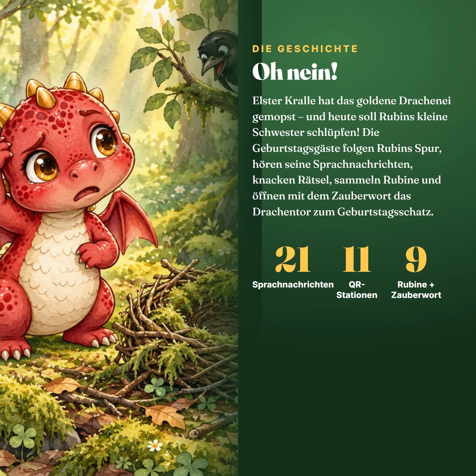 QR-Schnitzeljagd Kindergeburtstag mit Sprachnachrichten – Drache Rubin – Einblick 4