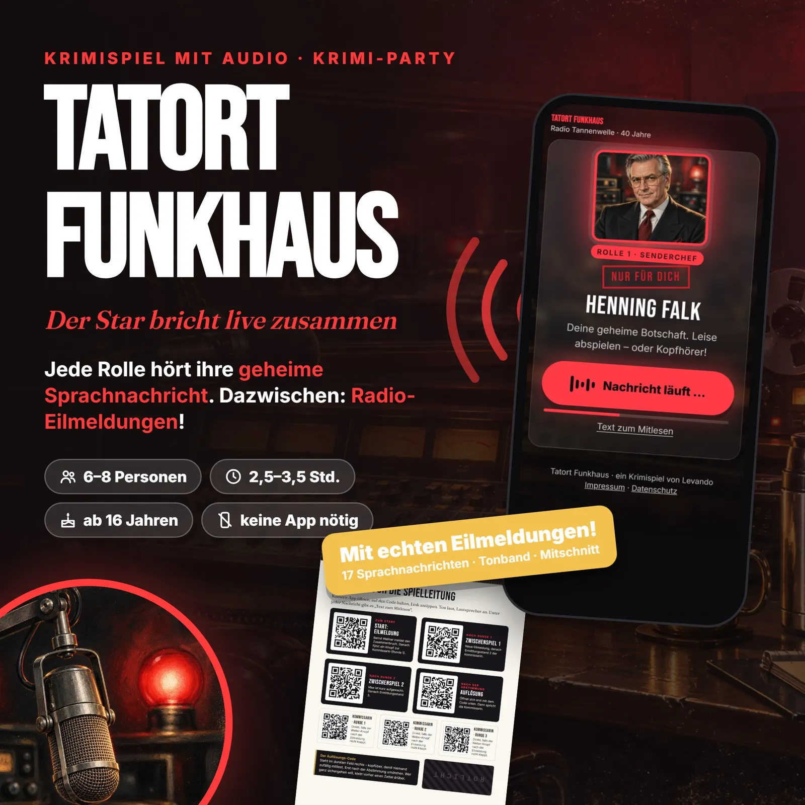 Krimispiel mit Audio zum Ausdrucken – Tatort Funkhaus Krimispiel mit Audio zum Ausdrucken – Tatort Funkhaus – Titelbild