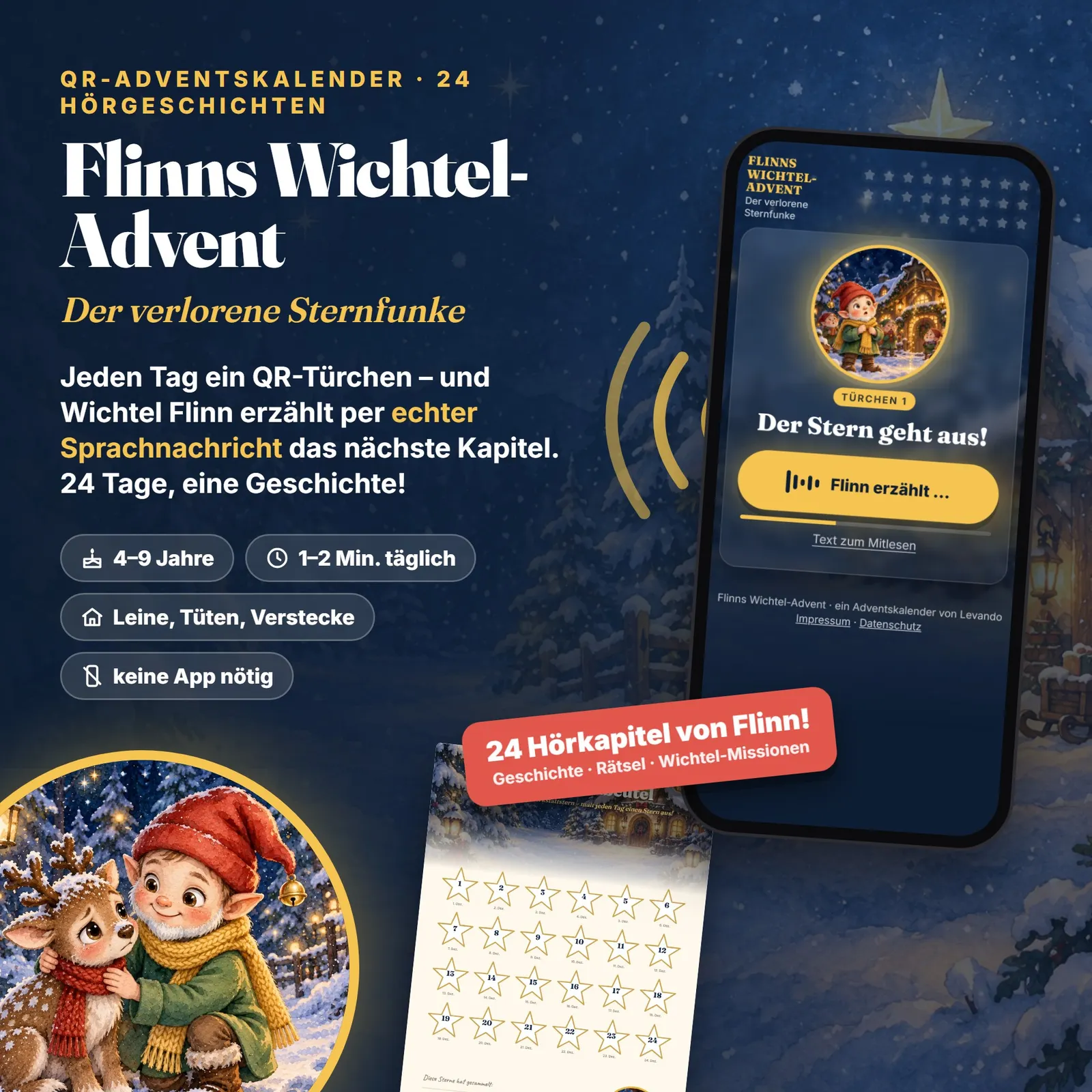 QR-Adventskalender mit Hörgeschichten – Flinns Wichtel-Advent – Titelbild