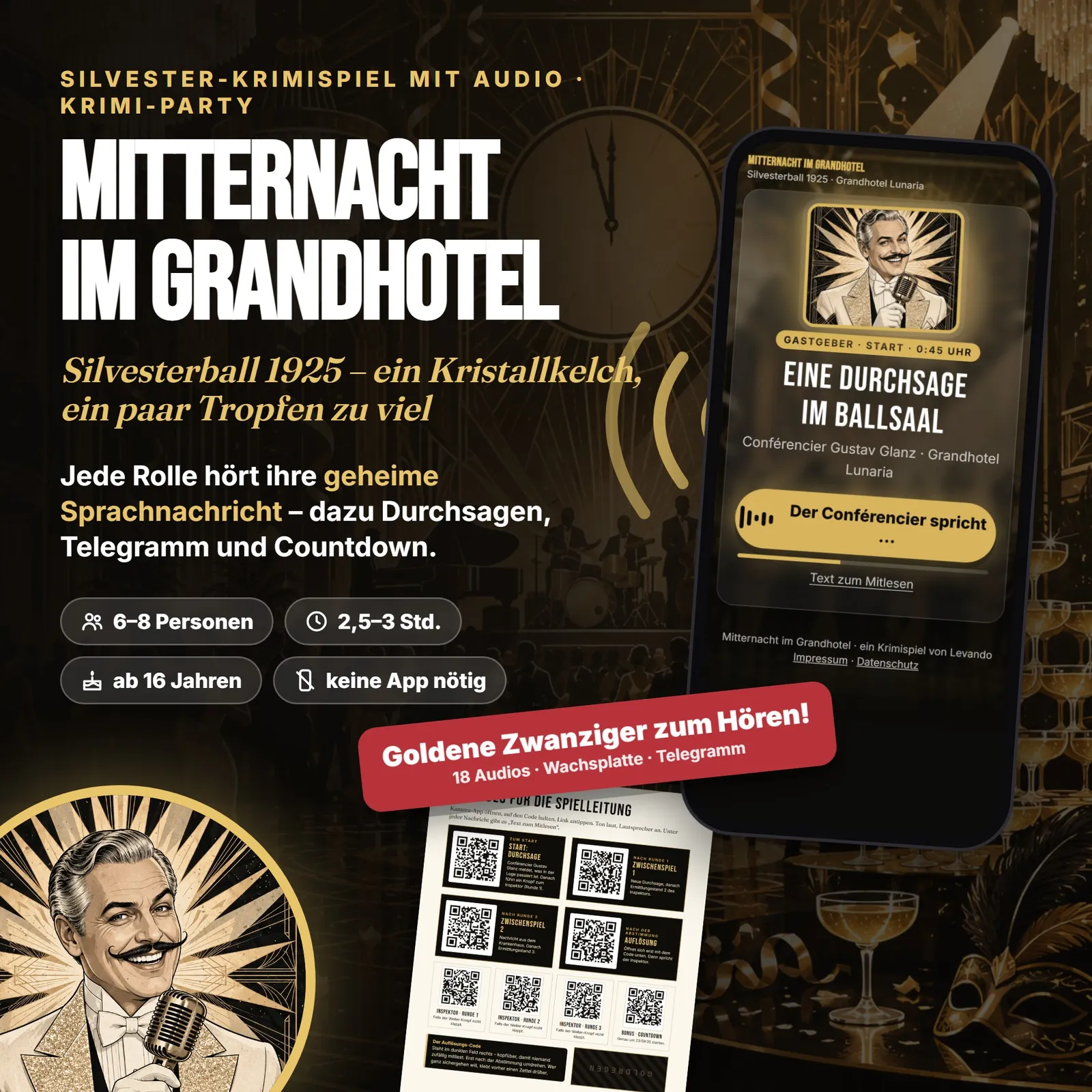 Silvester-Krimispiel mit Audio – Mitternacht im Grandhotel – Titelbild