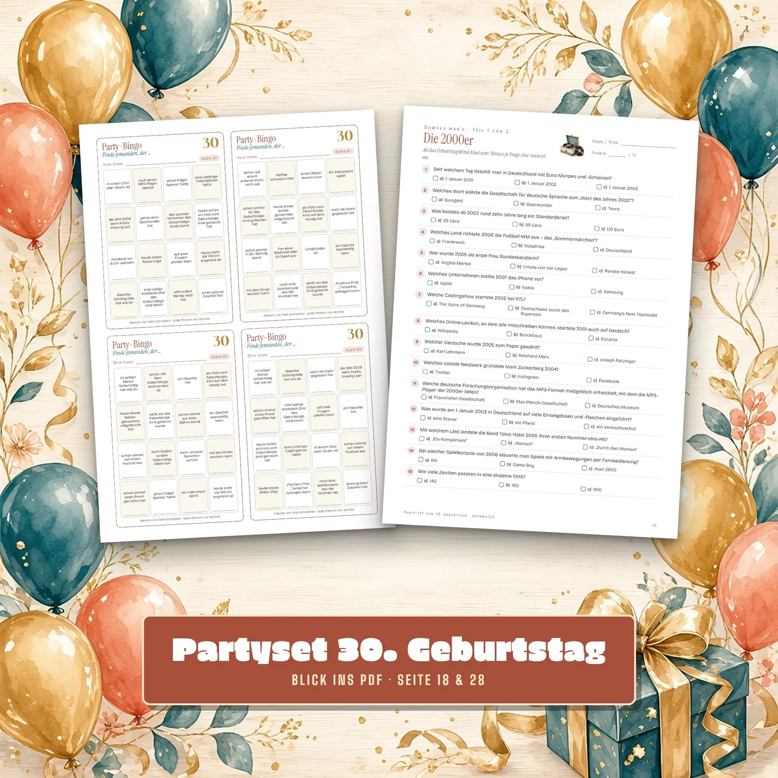 Partyset zum 30. Geburtstag – Spiele, Quiz und Deko zum Ausdrucken – Einblick 3
