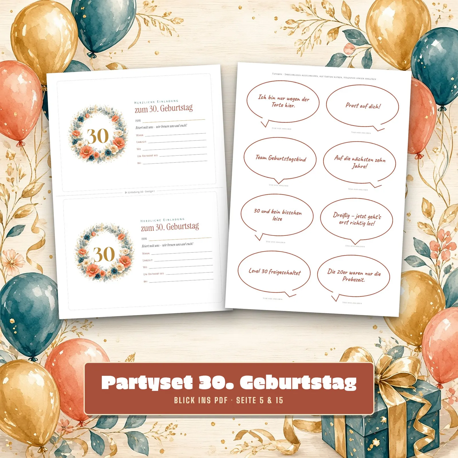 Partyset zum 30. Geburtstag – Spiele, Quiz und Deko zum Ausdrucken – Einblick 2