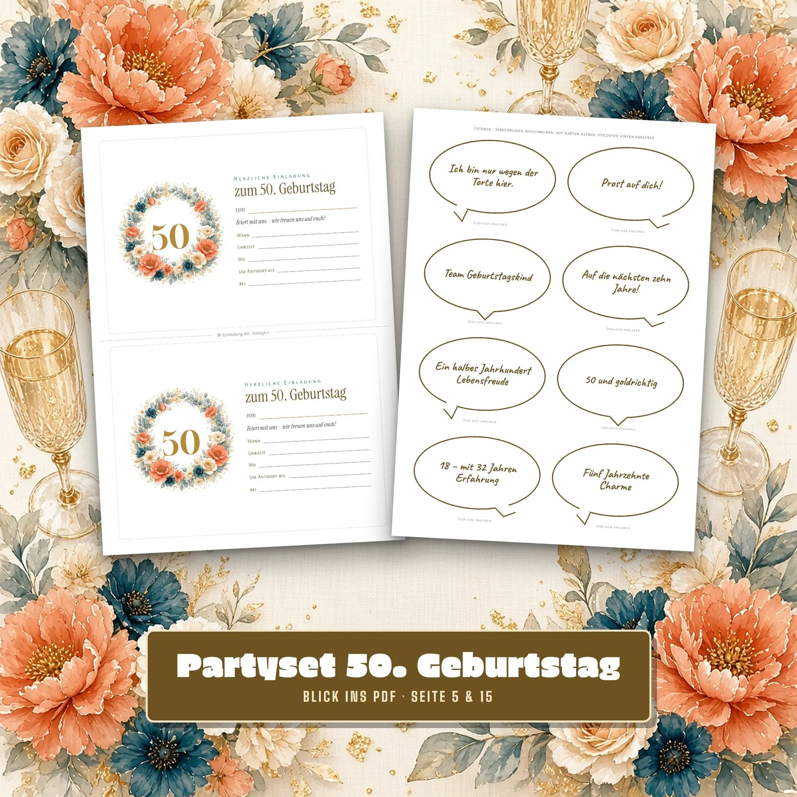 Partyset zum 50. Geburtstag – Spiele, Quiz und Deko zum Ausdrucken – Einblick 2