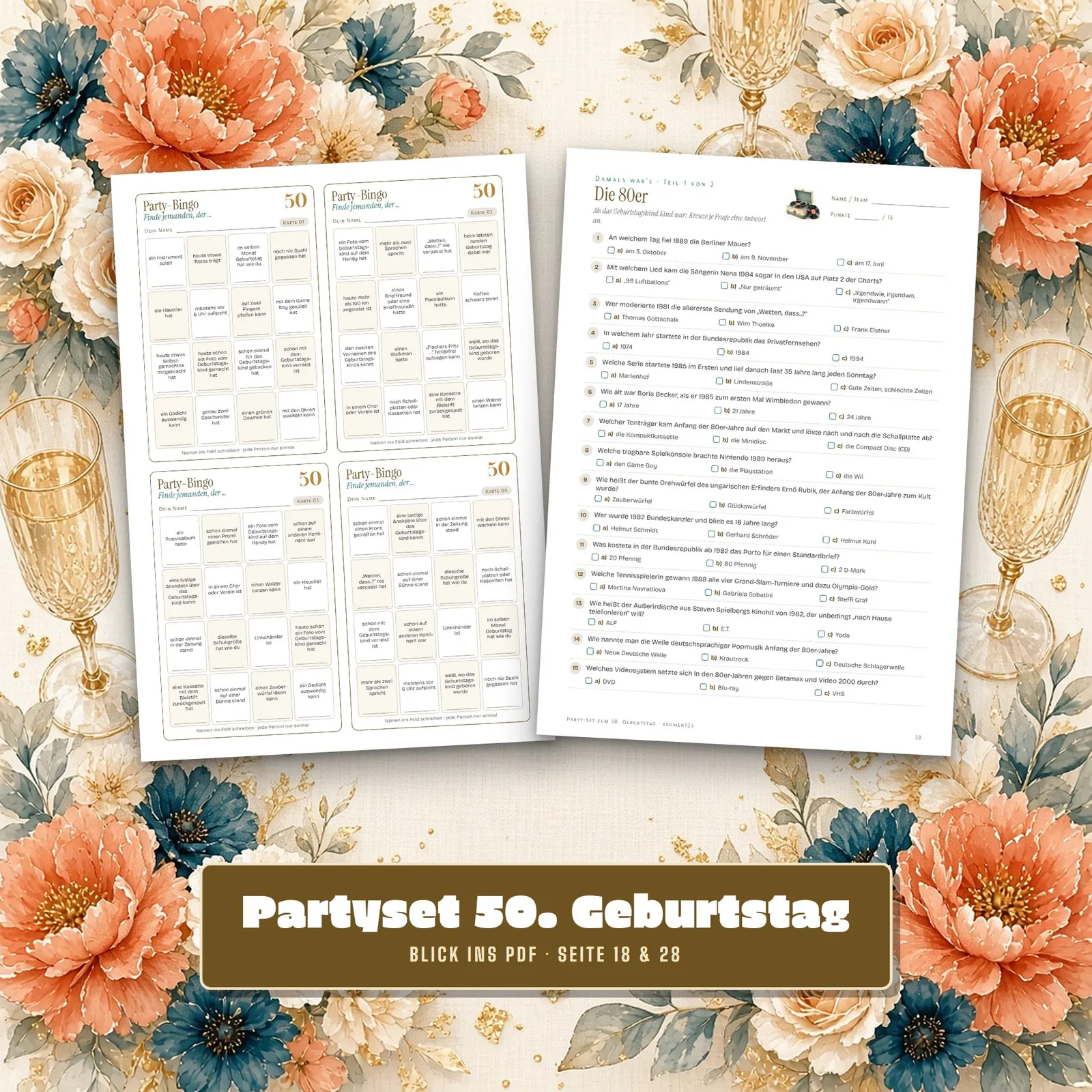 Partyset zum 50. Geburtstag – Spiele, Quiz und Deko zum Ausdrucken – Einblick 3