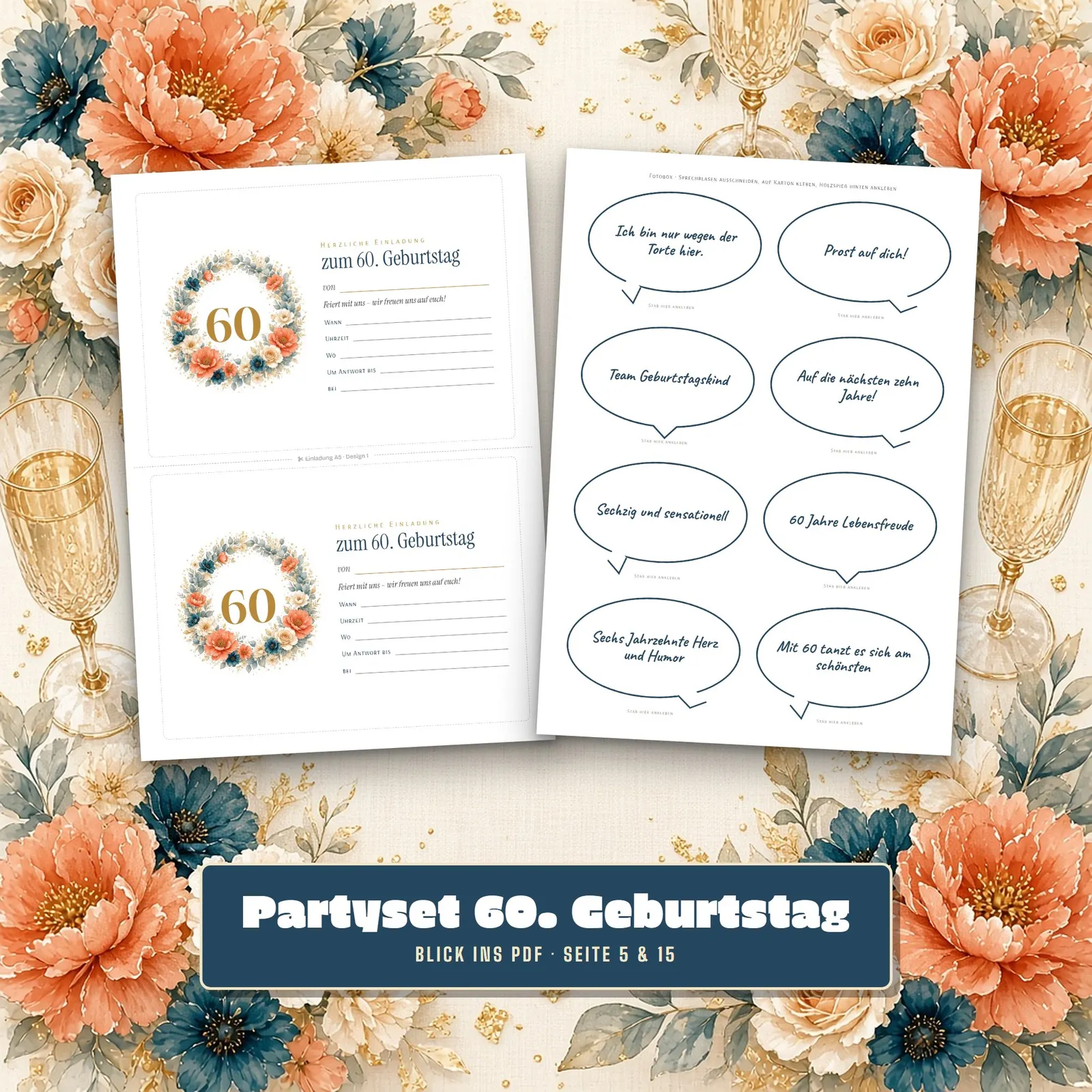 Partyset zum 60. Geburtstag – Spiele, Quiz und Deko zum Ausdrucken – Einblick 2