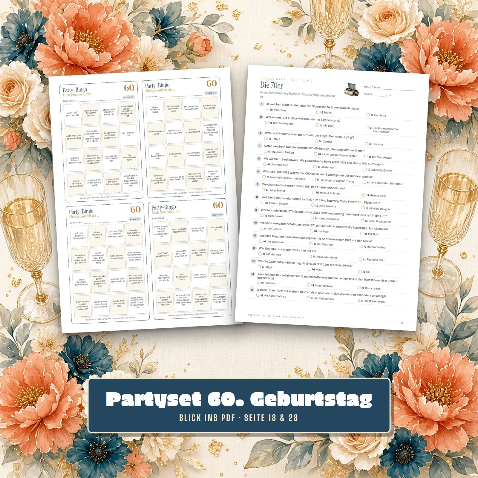 Partyset zum 60. Geburtstag – Spiele, Quiz und Deko zum Ausdrucken – Einblick 3