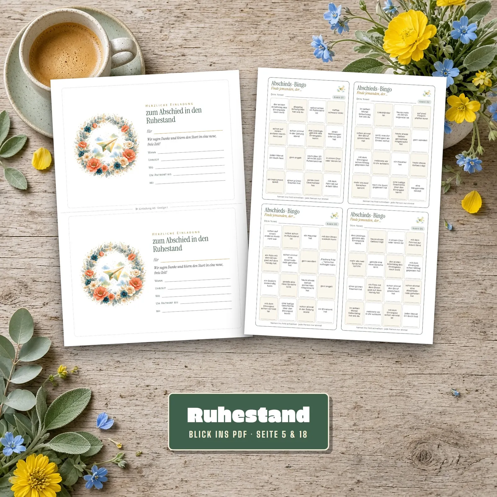 Abschied in den Ruhestand – Partyset zum Ausdrucken – Einblick 2