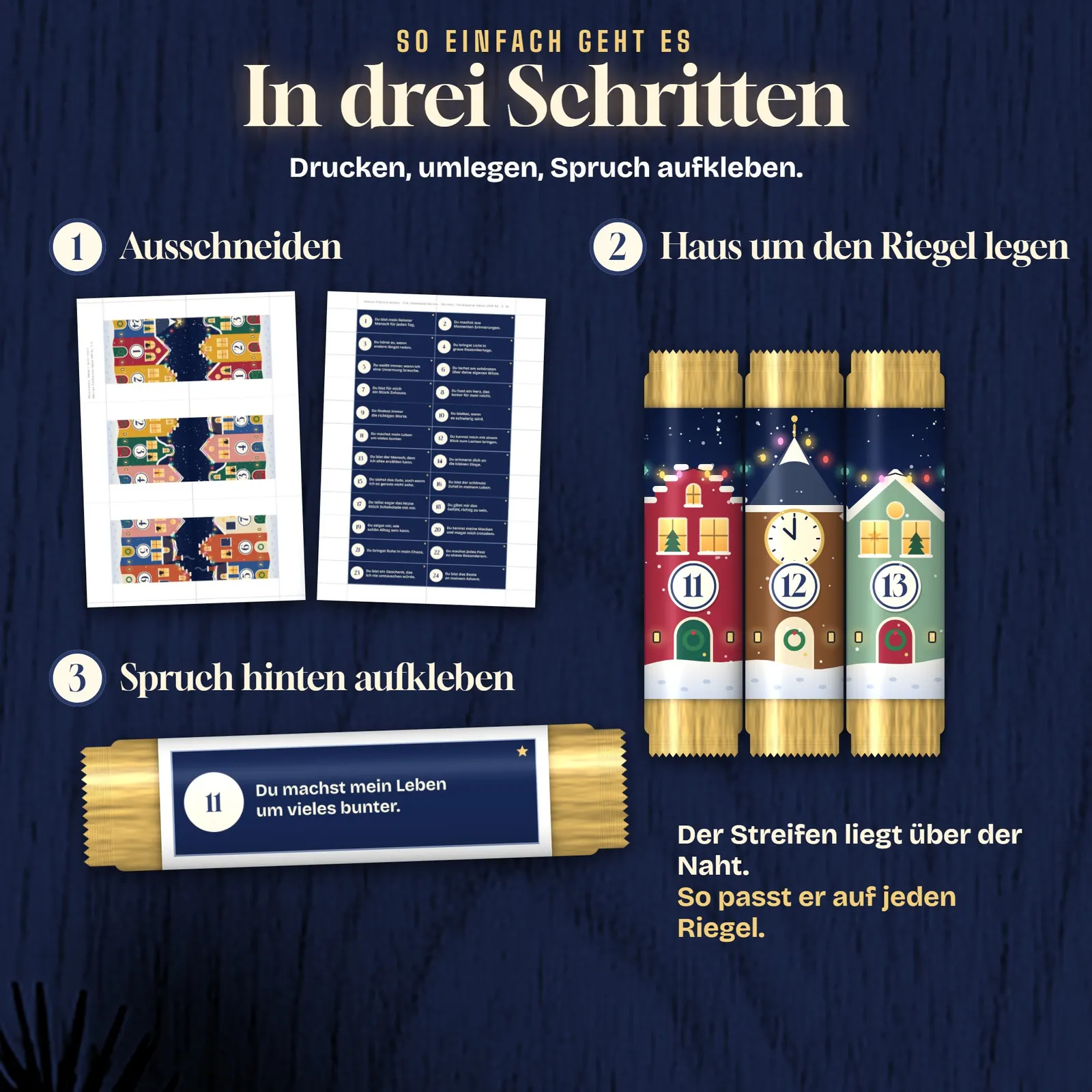 Schokoriegel-Adventskalender zum Ausdrucken – Die Lichtergasse – Einblick 3