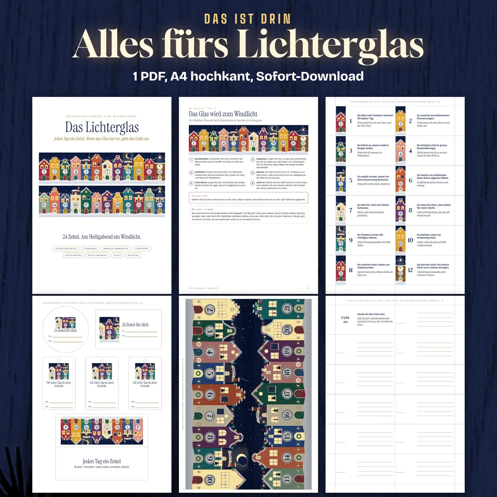 Adventskalender im Glas zum Ausdrucken – Das Lichterglas – Einblick 4