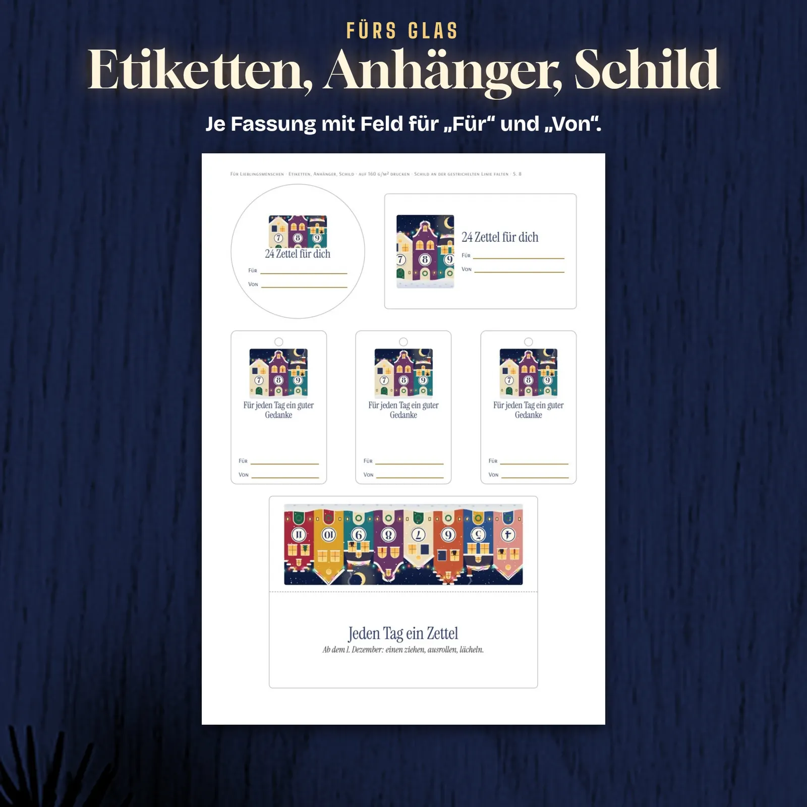 Adventskalender im Glas zum Ausdrucken – Das Lichterglas – Einblick 3
