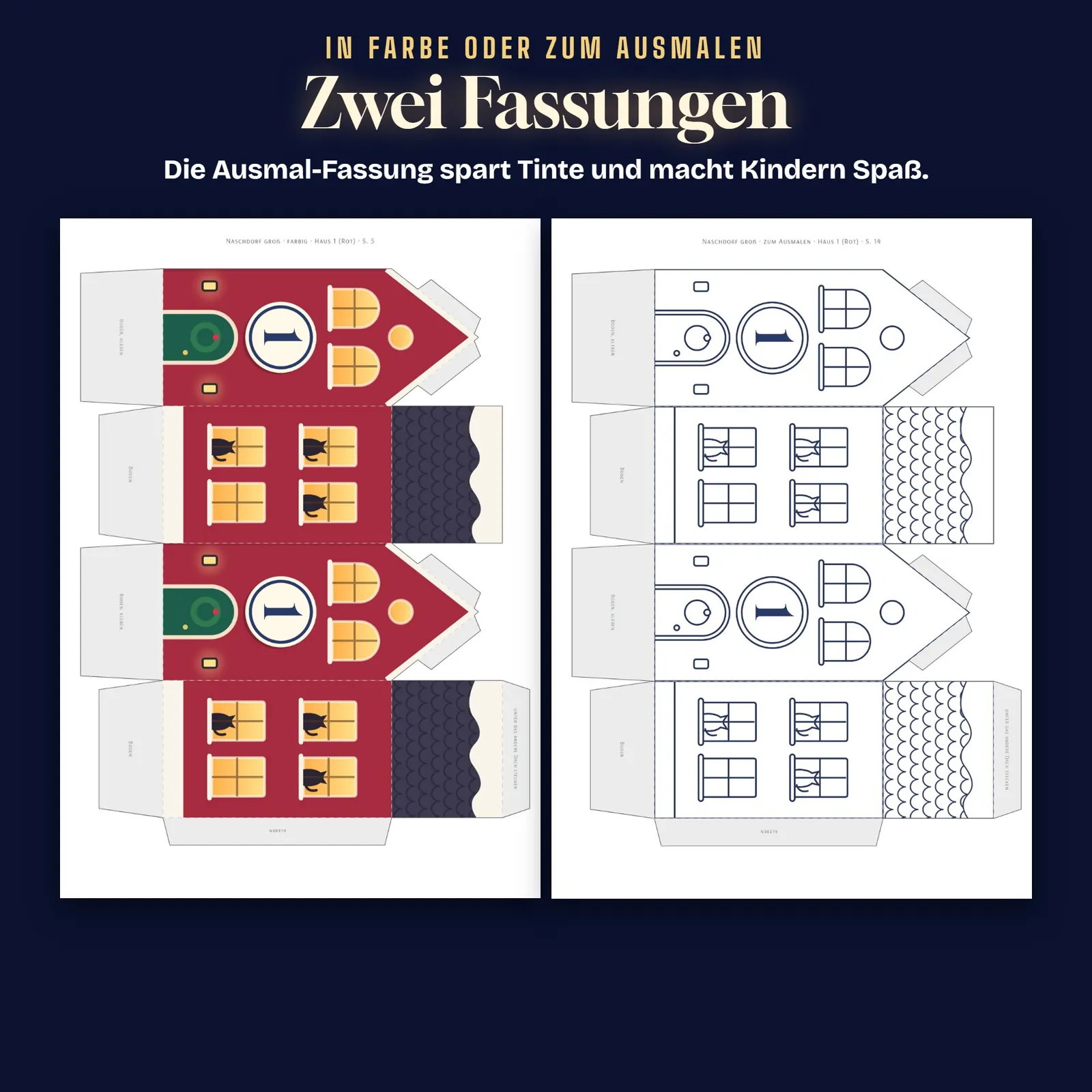 Geschenkschachtel-Häuschen zum Ausdrucken – Das Naschdorf – Einblick 3