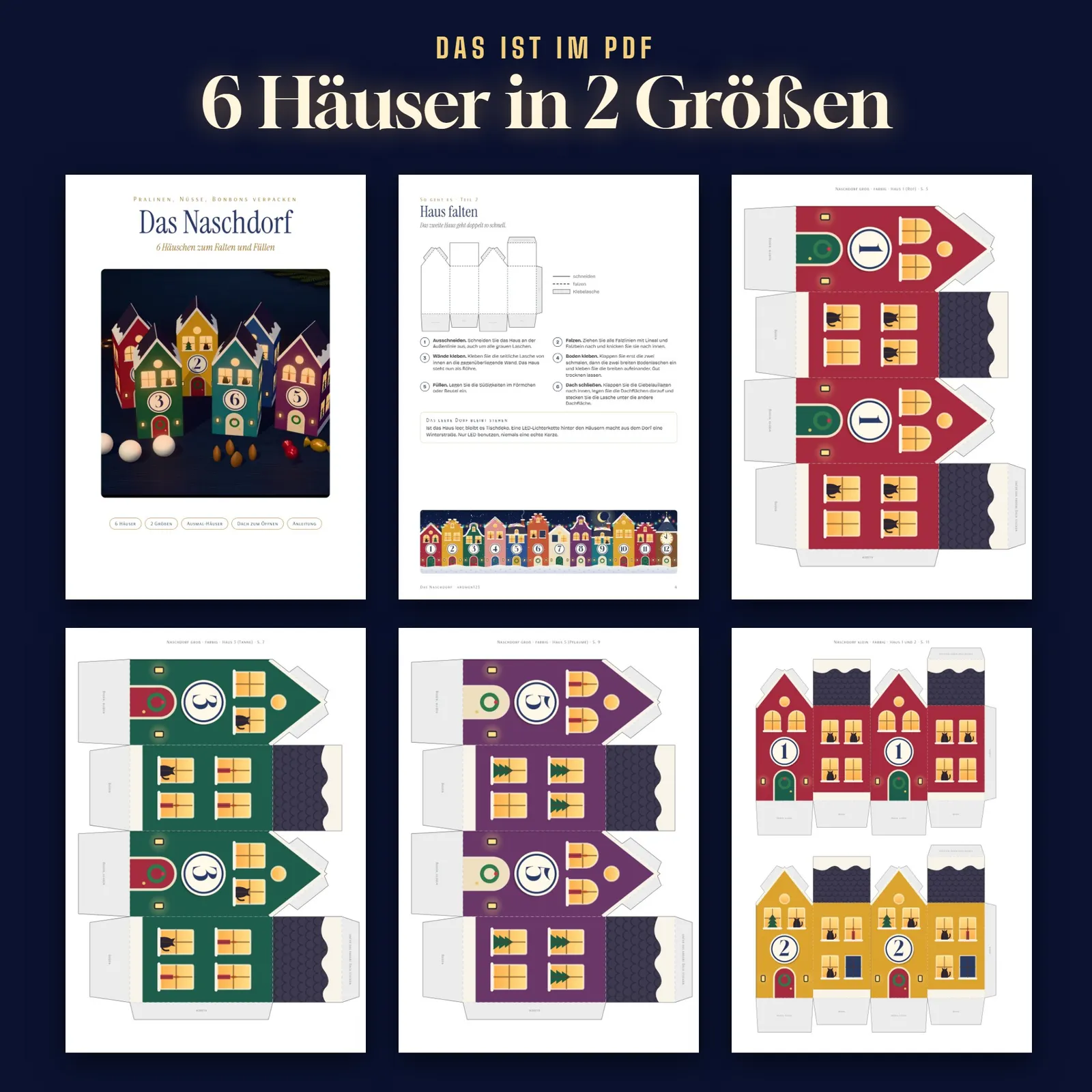 Geschenkschachtel-Häuschen zum Ausdrucken – Das Naschdorf – Einblick 2