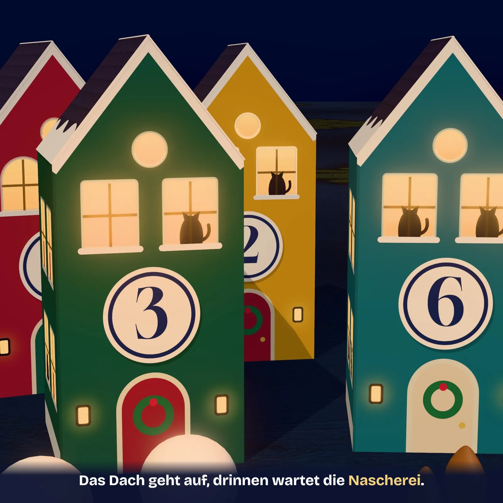 Geschenkschachtel-Häuschen zum Ausdrucken – Das Naschdorf – Einblick 1