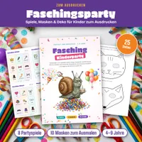 Video: Blick in Faschingsparty für Kinder zum Ausdrucken – Spiele, Masken und Deko