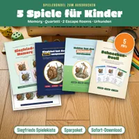 Video: Blick in Spielebündel zum Ausdrucken – Siegfrieds Spielekiste mit 5 Spielen