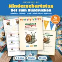 Video: Blick in Kindergeburtstag-Set zum Ausdrucken – Siegfried feiert mit
