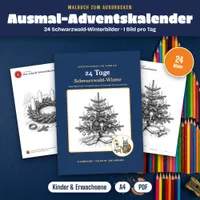 Video: Blick in Ausmal-Adventskalender zum Ausdrucken – 24 Tage Schwarzwald-Winter