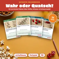 Video: Blick in Quizkarten zum Ausdrucken – Wahr oder Quatsch? Düfte und Schwarzwald