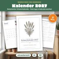 Video: Blick in Kalender 2027 zum Ausdrucken – botanischer Kräuterkalender A4