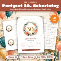 Video: Blick in Partyset zum 30. Geburtstag – Spiele, Quiz und Deko zum Ausdrucken