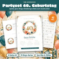 Video: Blick in Partyset zum 40. Geburtstag – Spiele, Quiz und Deko zum Ausdrucken