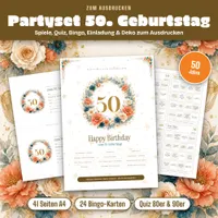 Video: Blick in Partyset zum 50. Geburtstag – Spiele, Quiz und Deko zum Ausdrucken