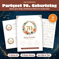 Video: Blick in Partyset zum 70. Geburtstag – Spiele, Quiz und Deko zum Ausdrucken