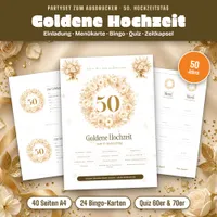 Video: Blick in Partyset zur Goldenen Hochzeit – Spiele, Quiz und Deko zum Ausdrucken