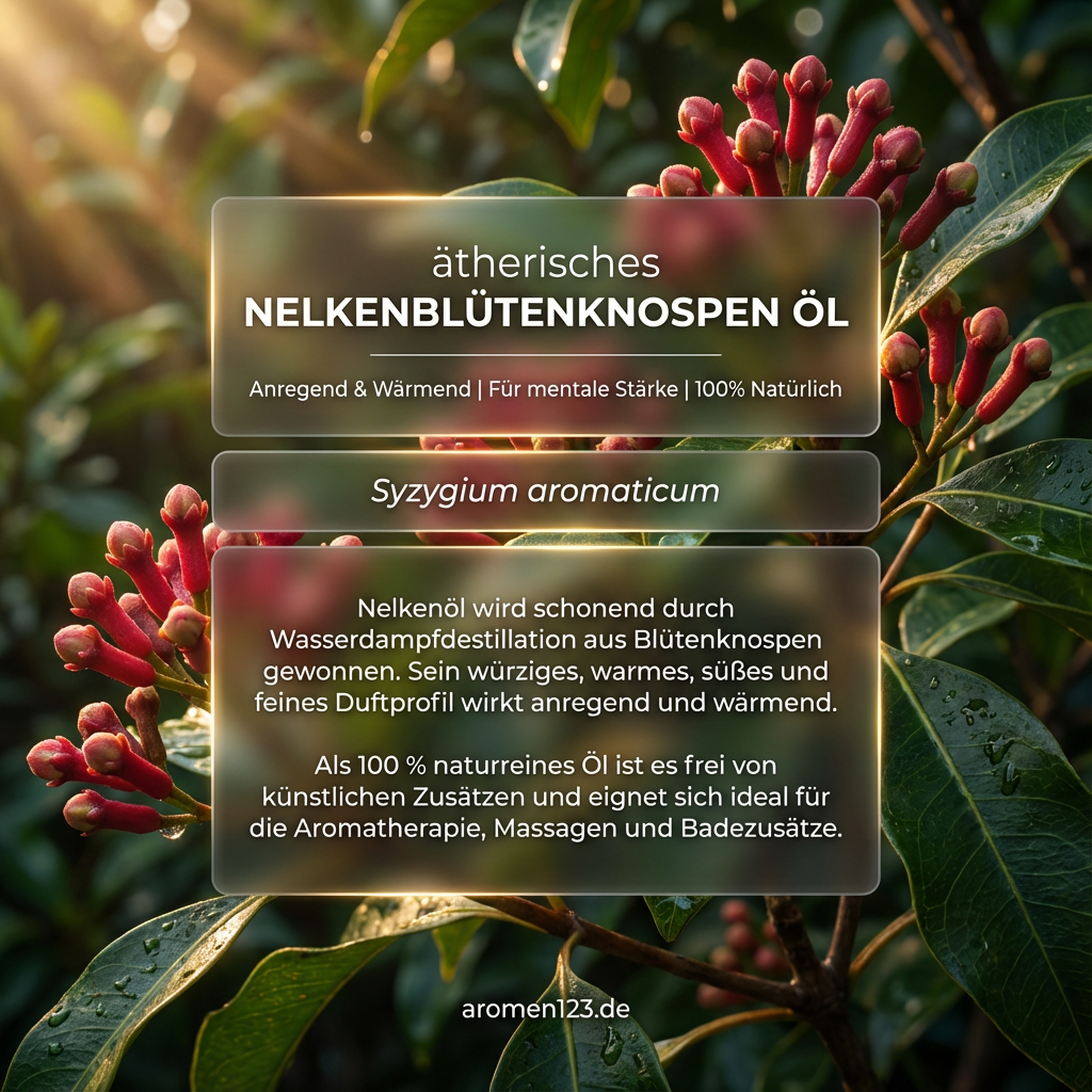 Ätherisches Nelkenöl aus Blütenknospen - Premium Qualität Syzygium aromaticum Ätherisches Nelkenöl aus Blütenknospen - Premium Qualität Syzygium aromaticum