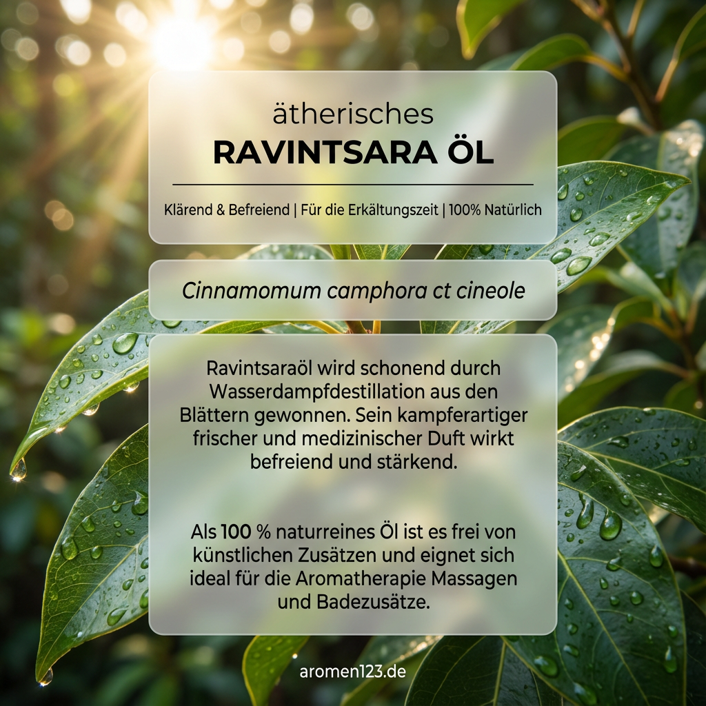 Ätherisches Ravintsaraöl - Cinnamomum camphora - Kampferartig frisch Ätherisches Ravintsaraöl - Cinnamomum camphora - Kampferartig frisch