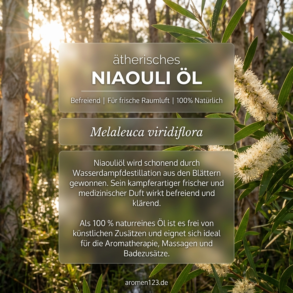 Niaouliöl ätherisch - Melaleuca viridiflora aus EU - Kampferartig frischer Duft Niaouliöl ätherisch - Melaleuca viridiflora aus EU - Kampferartig frischer Duft