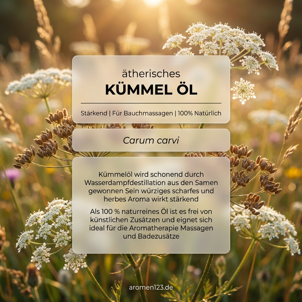 Ätherisches Kümmelöl - Carum carvi aus EU - Würzig-scharfes Aroma für Aromatherapie Ätherisches Kümmelöl - Carum carvi aus EU - Würzig-scharfes Aroma für Aromatherapie