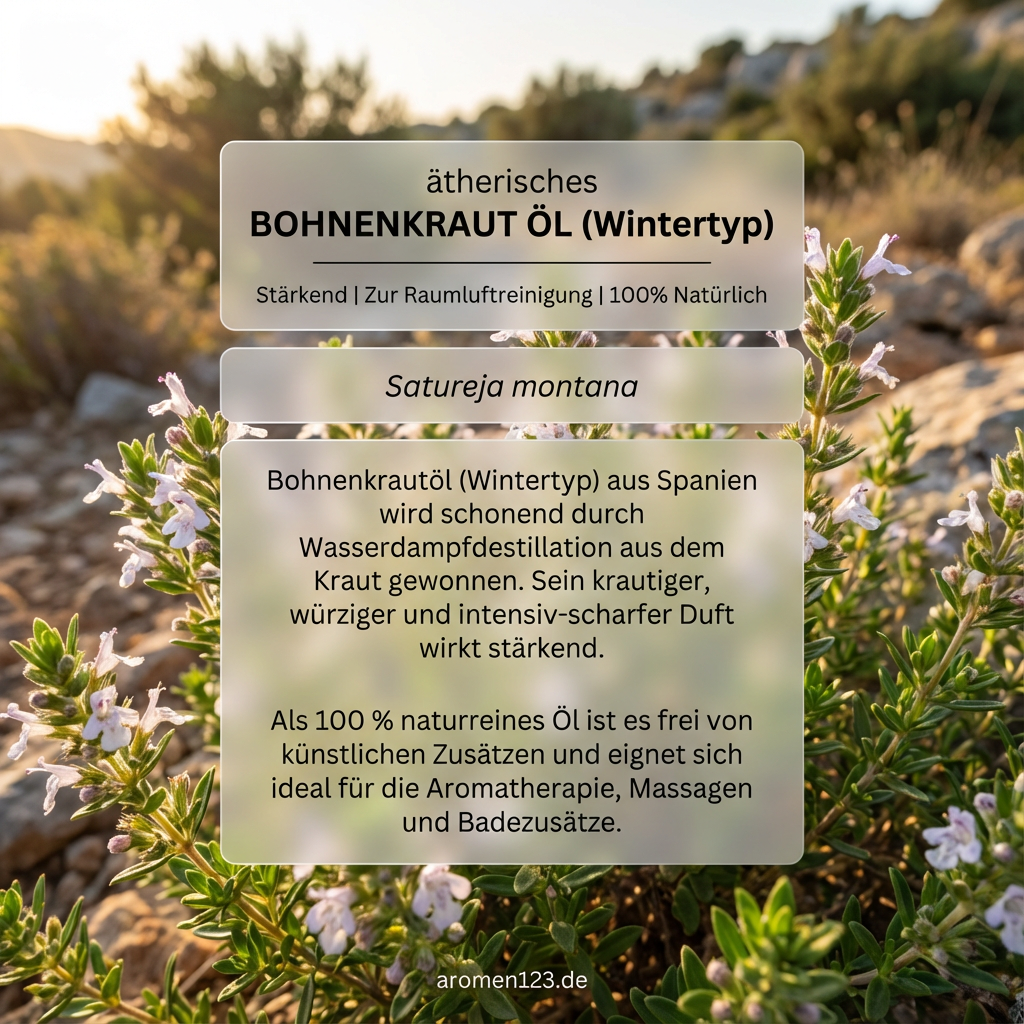 Ätherisches Bohnenkrautöl Wintertyp - Satureja montana intensiv-würzig Ätherisches Bohnenkrautöl Wintertyp - Satureja montana intensiv-würzig