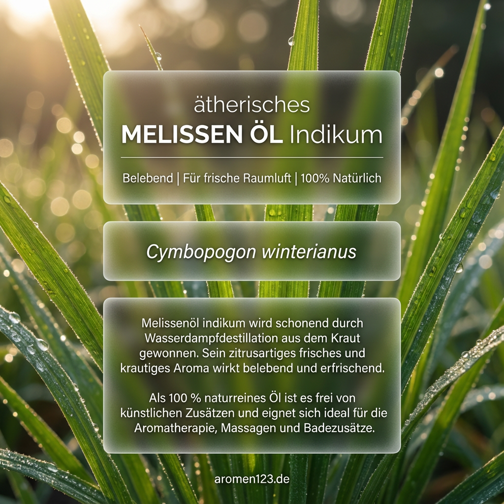 Ätherisches Melissenöl Indikum - Citronella Öl aus kontrolliertem Anbau