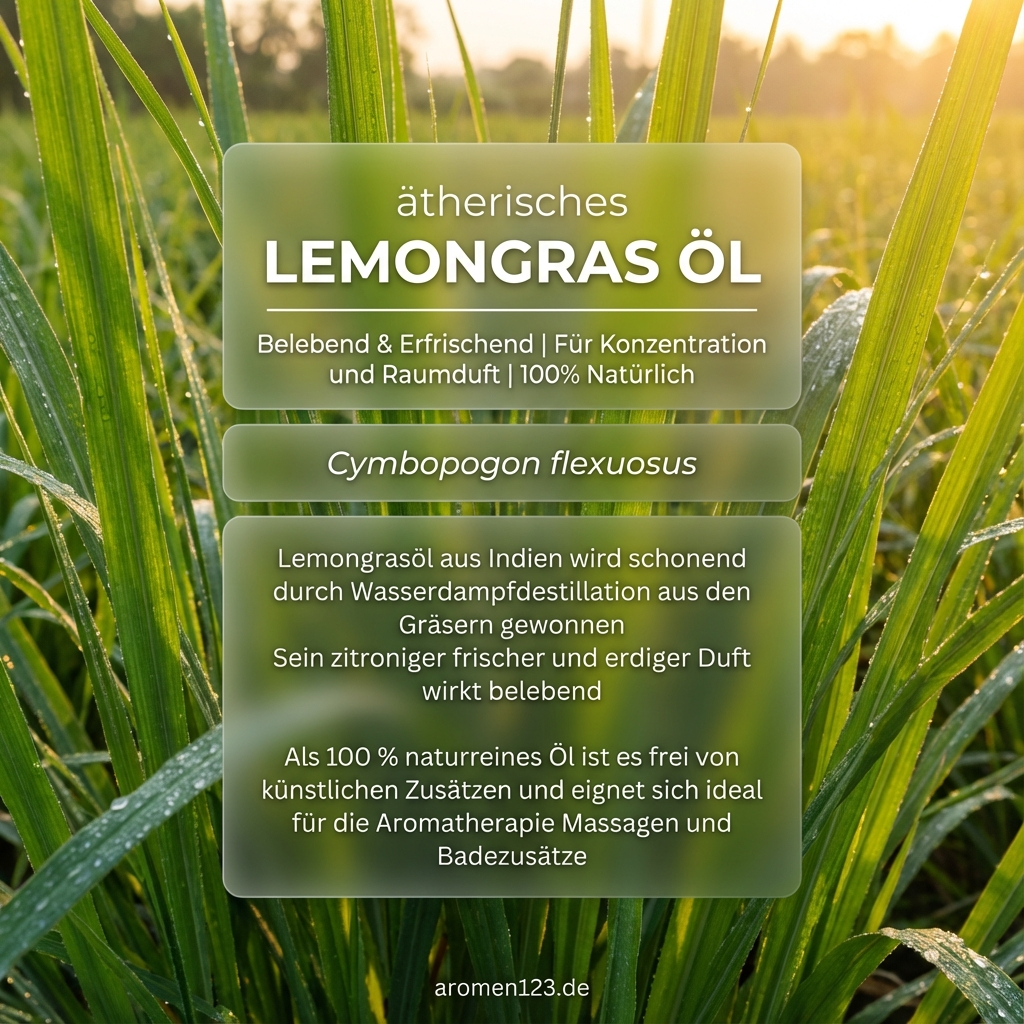 Lemongrasöl ätherisches Öl Cochin - Cymbopogon flexuosus Premium Qualität Lemongrasöl ätherisches Öl Cochin - Cymbopogon flexuosus Premium Qualität